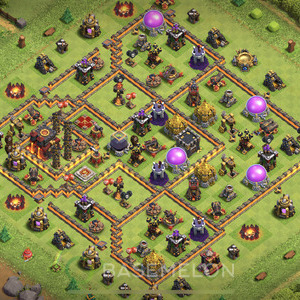 Town Hall Level 10 Trophy/Defense Base Design, Anti Everything, Hybrid, Layout #238