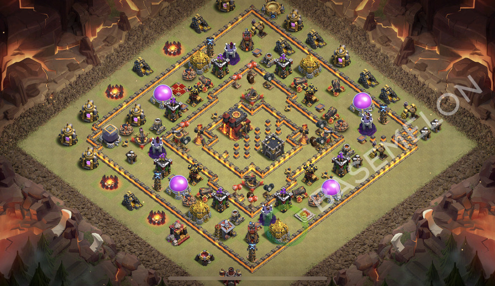 Town Hall Level 10 War Base Design 2025, Anti 3 Stars, Hybrid, Layout #2401
