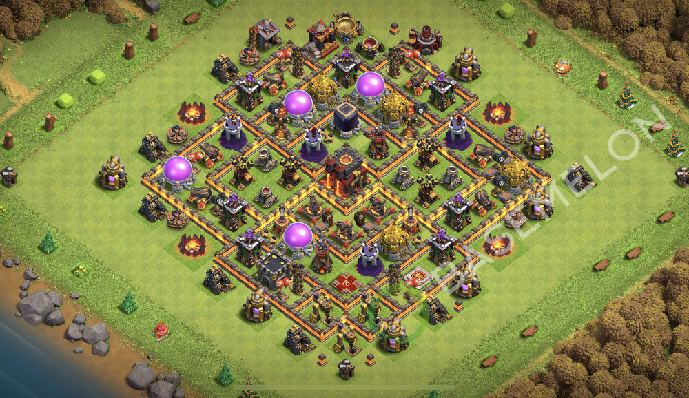 Town Hall Level 10 Trophy/Defense Base Design 2025, Anti 3 Stars, Hybrid, Layout #2418
