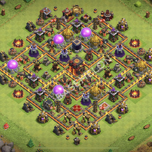 Town Hall Level 10 Trophy/Defense Base Design 2025, Anti 3 Stars, Hybrid, Layout #2418