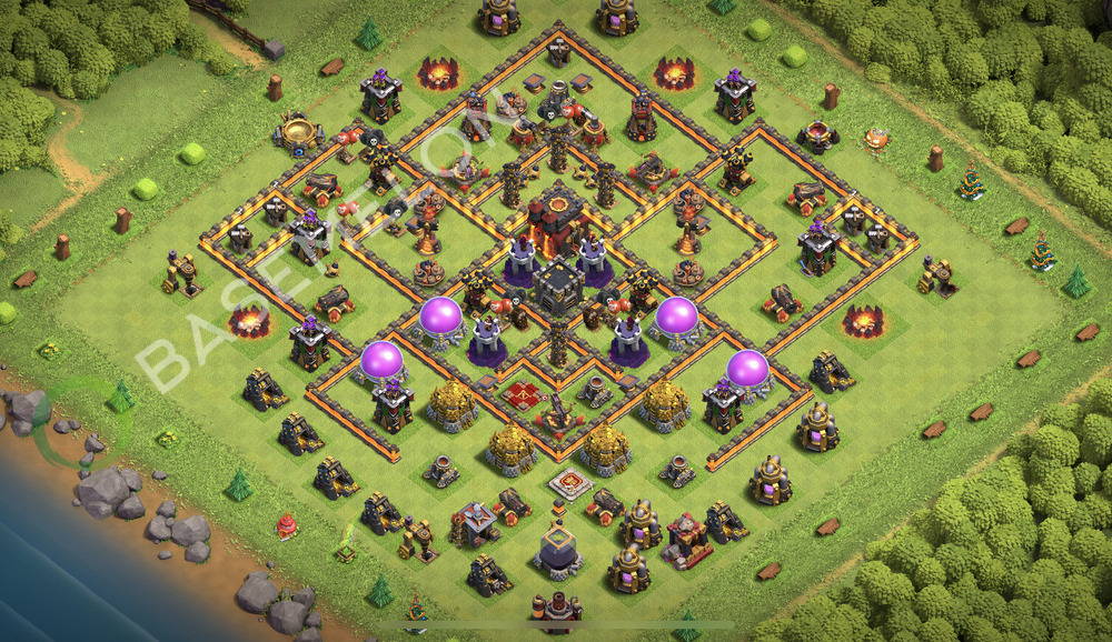 Town Hall Level 10 Trophy/Defense Base Design 2025, Anti 2 Stars, Legend League, Layout #2424