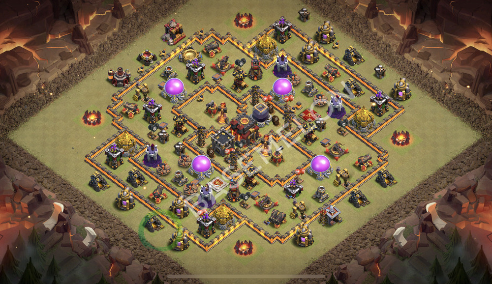 Town Hall Level 10 War Base Design 2025, Anti Everything, Hybrid, Layout #2434