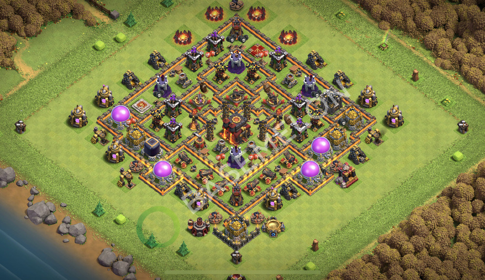 Town Hall Level 10 Trophy/Defense Base Design 2025, Anti 3 Stars, Hybrid, Layout #2441