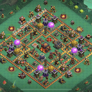 Town Hall Level 10 Trophy/Defense Base Design 2026, Anti 2 Stars, Hybrid, Layout #2464