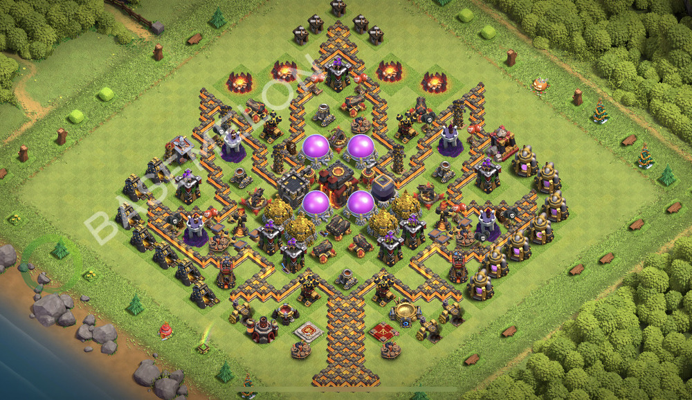 Town Hall Level 10 Trophy/Defense Base Design 2026, Max Levels, Hybrid, Layout #2482