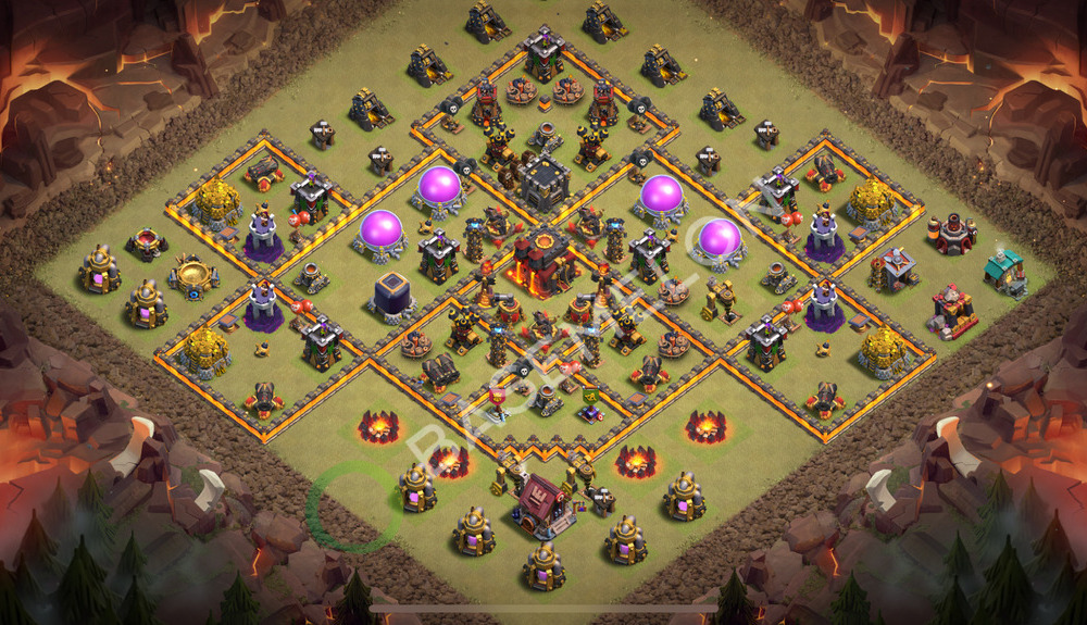 Town Hall Level 10 War Base Design 2026, Anti 2 Stars, Hybrid, Layout #2493