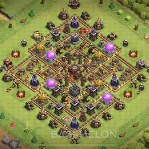 Town Hall Level 10 Trophy/Defense Base Design, Anti 3 Stars, Hybrid, Layout #25