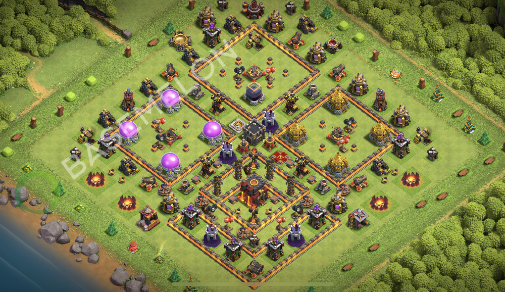 Town Hall Level 10 Trophy/Defense Base Design 2026, Anti Everything, Hybrid, Layout #2587