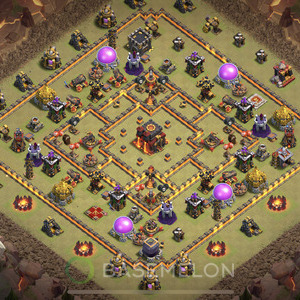 Town Hall Level 10 War Base Design, Anti Everything, Hybrid, Layout #280