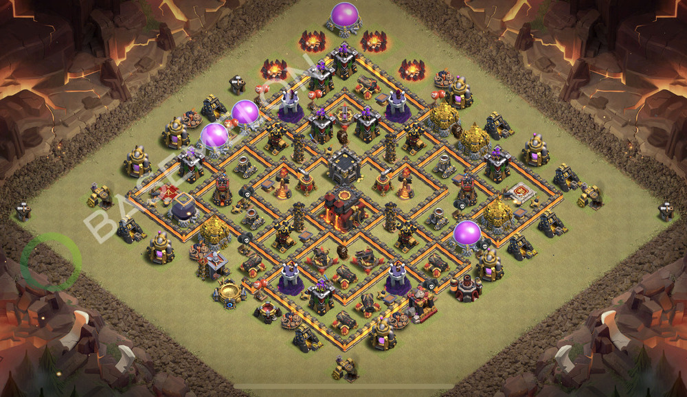 Town Hall Level 10 War Base Design 2026, Anti 3 Stars, Anti Air, Layout #2805