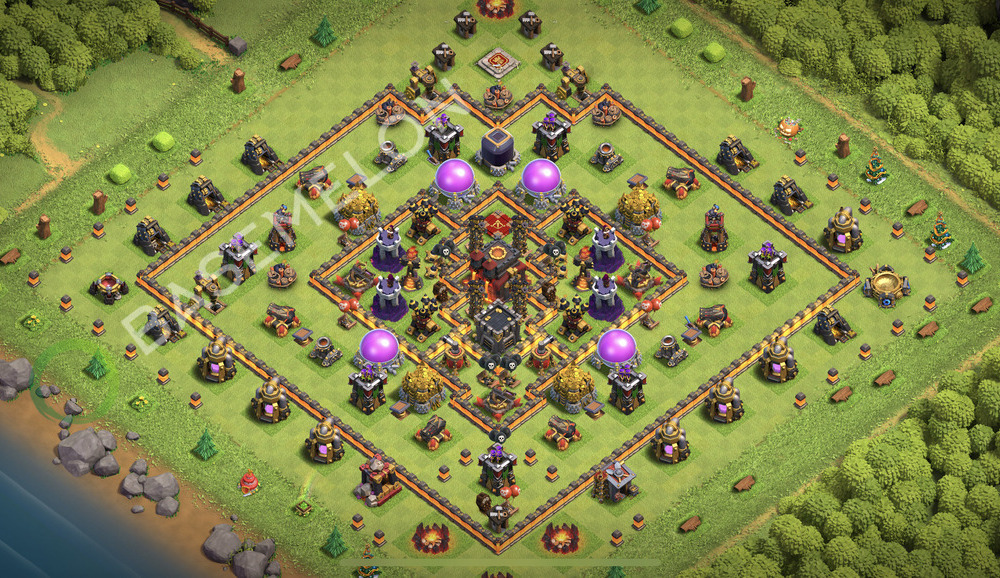 Town Hall Level 10 Trophy/Defense Base Design 2026, Hybrid, Layout #2868
