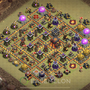 Town Hall Level 10 War Base Design, Anti 3 Stars, Hybrid, Layout #3