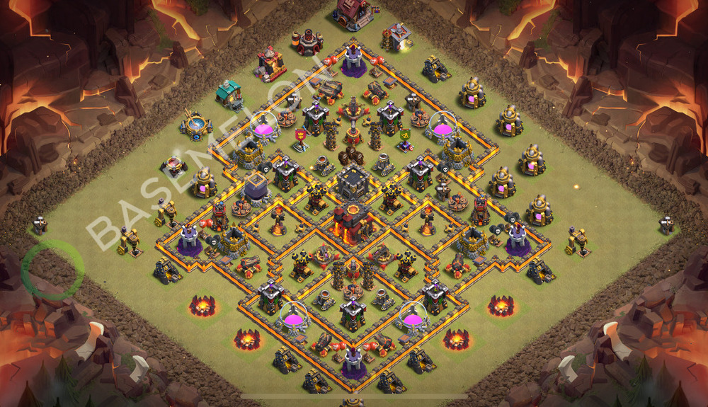 Town Hall Level 10 War Base Design 2026, Anti 2 Stars, Anti Air, Layout #3333