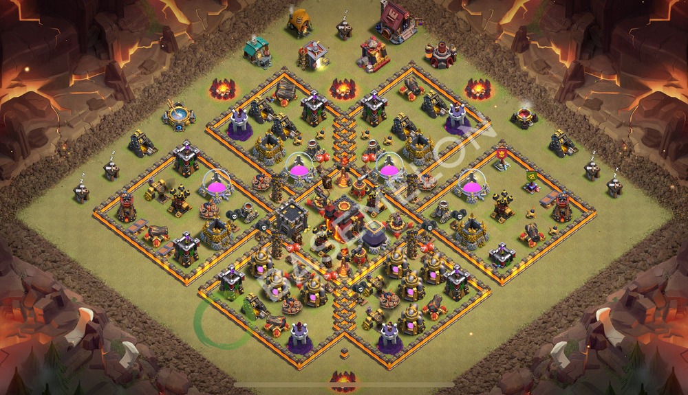 Town Hall Level 10 War Base Design 2026, Anti 3 Stars, Hybrid, Layout #3381