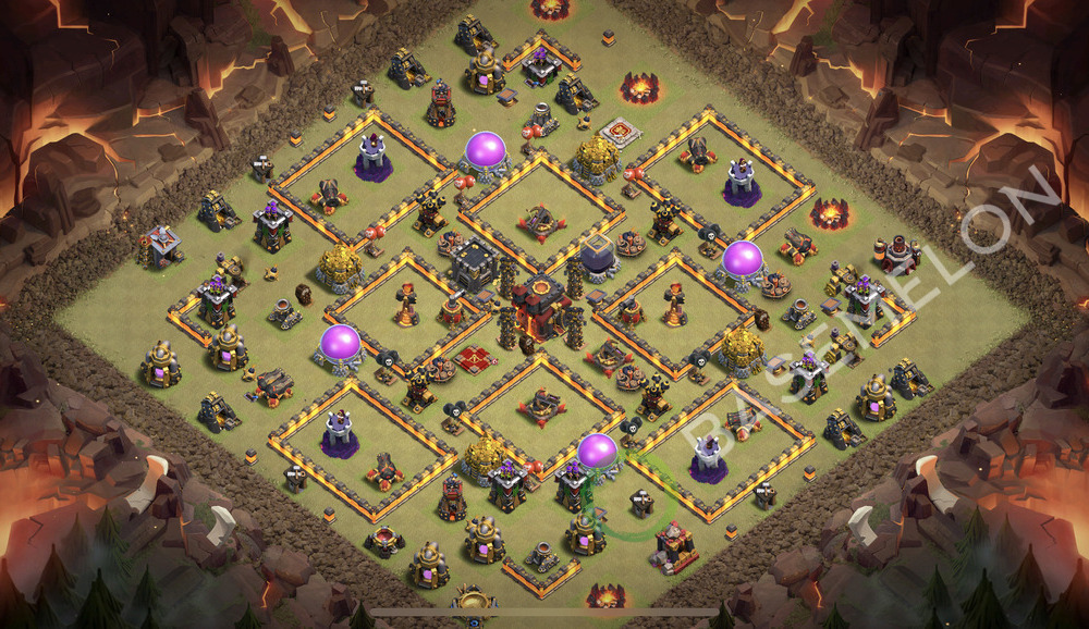 Town Hall Level 10 War Base Design 2026, Anti 2 Stars, Hybrid, Layout #3419