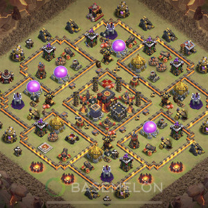 Town Hall Level 10 War Base Design, Anti 3 Stars, Hybrid, Layout #359