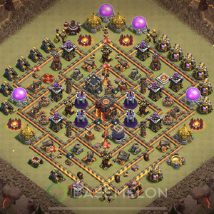 Town Hall Level 10 War Base Design, Anti 2 Stars, Layout #395
