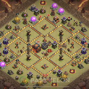 Town Hall Level 10 War Base Design, Anti 2 Stars, Anti Air, Layout #403