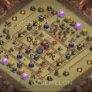 Town Hall Level 10 War Base Design, Anti 3 Stars, Layout #405