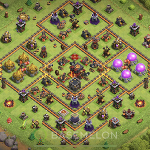 Town Hall Level 10 Trophy/Defense Base Design, Anti 2 Stars, Hybrid, Layout #424