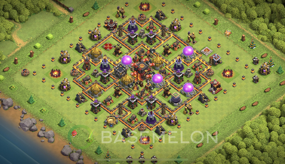 Town Hall Level 10 Trophy/Defense Base Design 2024, Anti 3 Stars, Hybrid, Layout #450