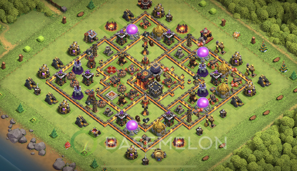 Town Hall Level 10 Trophy/Defense Base Design 2024, Anti Air, Hybrid, Layout #453