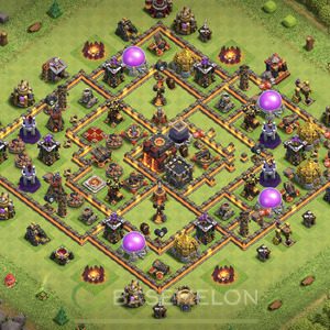 Town Hall Level 10 Trophy/Defense Base Design, Anti Air, Hybrid, Layout #453