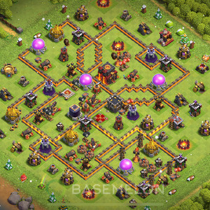 Town Hall Level 10 Trophy/Defense Base Design, Anti GoWipe, Anti 3 Stars, Layout #465