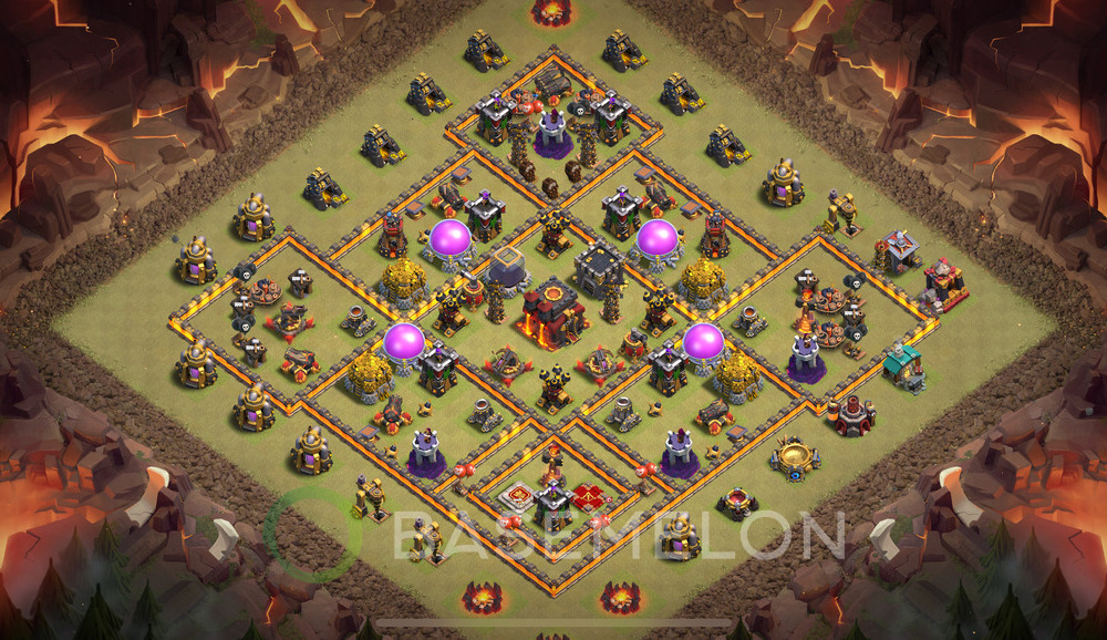 Town Hall Level 10 War Base Design 2024, Anti Air, Hybrid, Layout #503