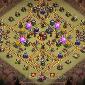 Town Hall Level 10 War Base Design 2025, Anti Air, Hybrid, Layout #503