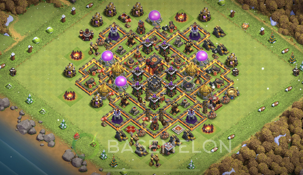 Town Hall Level 10 Trophy/Defense Base Design 2024, Anti 2 Stars, Anti Air, Layout #509