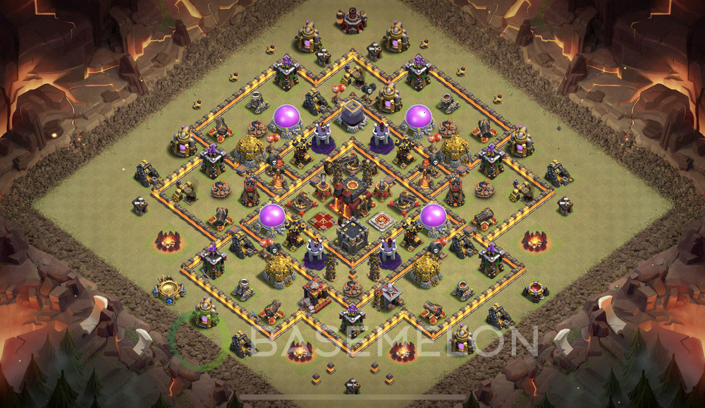 Town Hall Level 10 War Base Design 2024, Anti 2 Stars, Hybrid, Layout #518