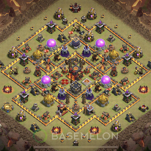 Town Hall Level 10 War Base Design, Anti 2 Stars, Hybrid, Layout #518