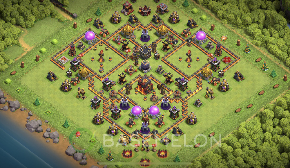 Town Hall Level 10 Farm Base Design 2024, Anti Everything, Hybrid, Layout #523