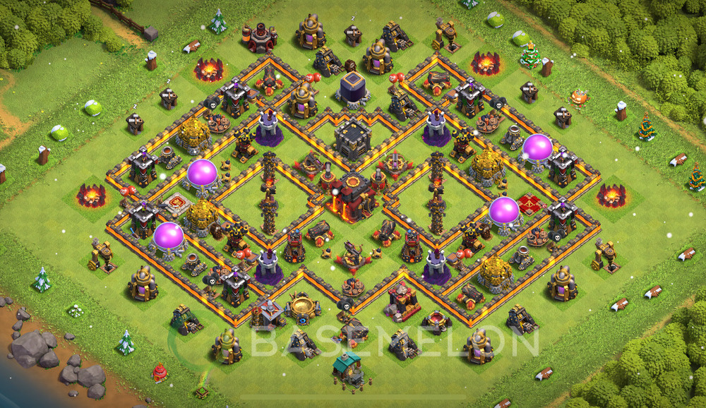 Town Hall Level 10 Trophy/Defense Base Design 2024, Anti Everything, Hybrid, Layout #524