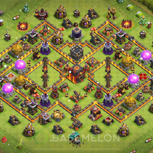 Town Hall Level 10 Trophy/Defense Base Design, Anti Everything, Hybrid, Layout #524