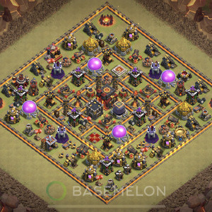 Town Hall Level 10 War Base Design, Anti 2 Stars, Hybrid, Layout #528