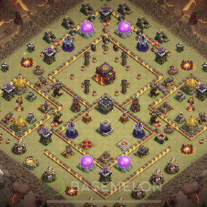 Town Hall Level 10 War Base Design, Max Levels, Hybrid, Layout #543