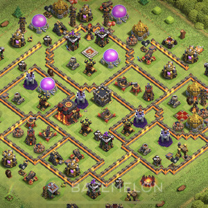 Town Hall Level 10 Trophy/Defense Base Design, Max Levels, Anti 3 Stars, Layout #650