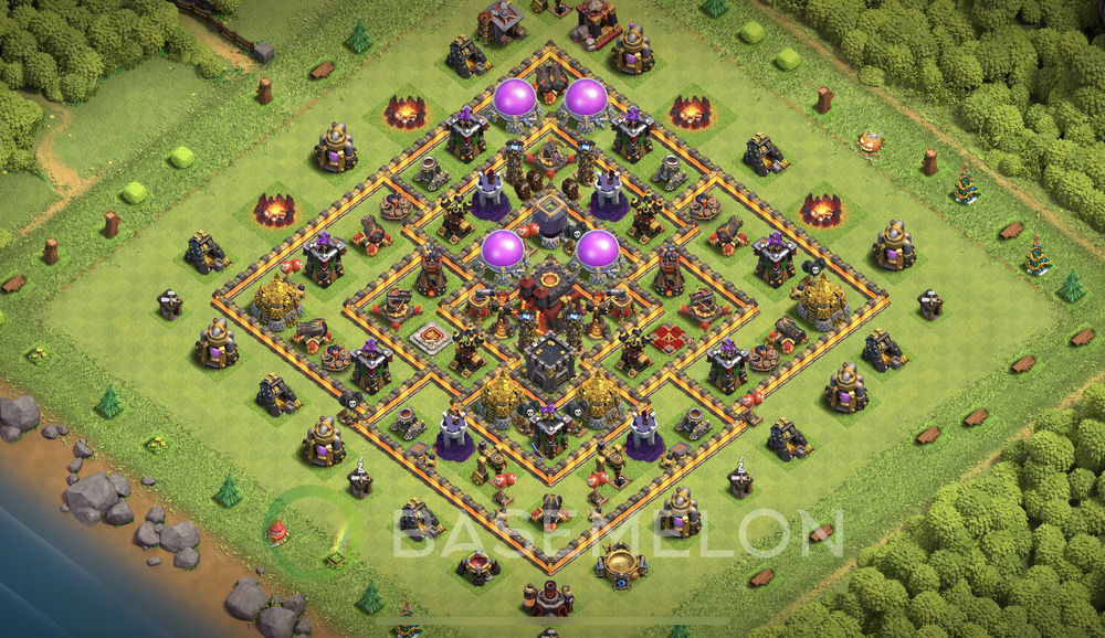 Town Hall Level 10 Trophy/Defense Base Design 2024, Max Levels, Hybrid, Layout #664