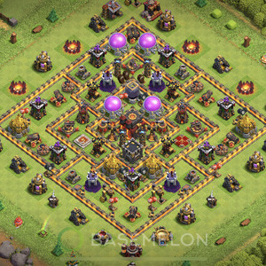 Town Hall Level 10 Trophy/Defense Base Design, Max Levels, Hybrid, Layout #664