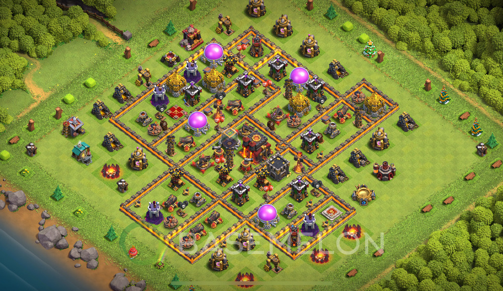 Town Hall Level 10 Trophy/Defense Base Design 2024, Anti Air, Anti 3 Stars, Layout #691