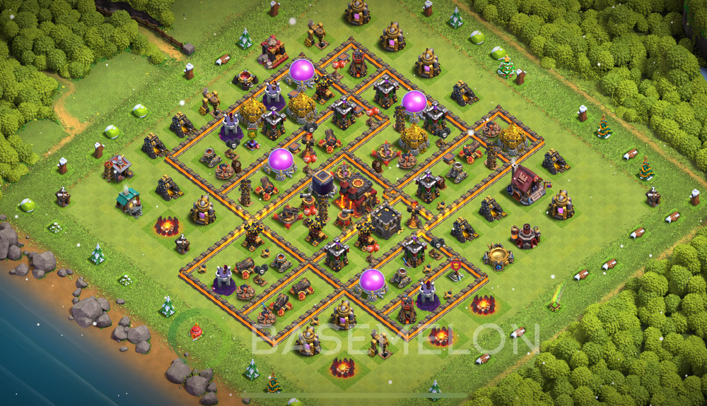 Town Hall Level 10 Trophy/Defense Base Design 2025, Anti Air, Anti 3 Stars, Layout #691