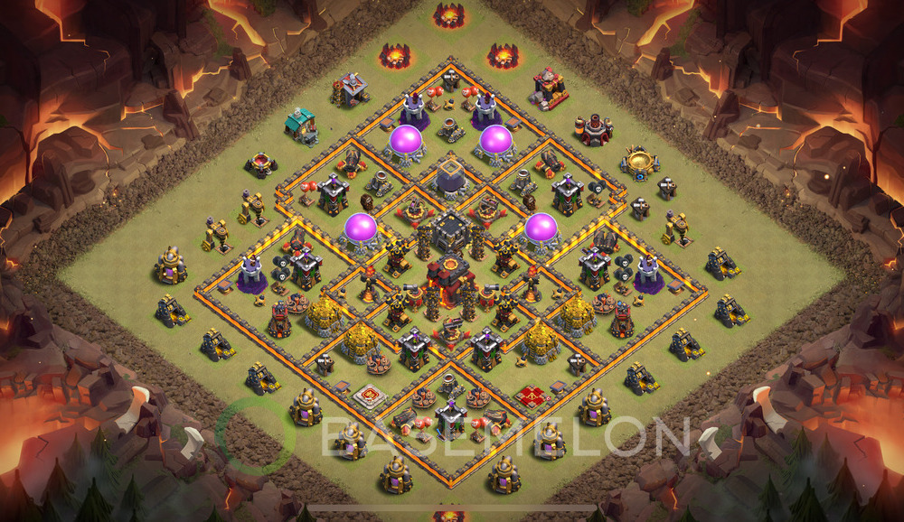 Town Hall Level 10 War Base Design 2024, Anti 2 Stars, Hybrid, Layout #694