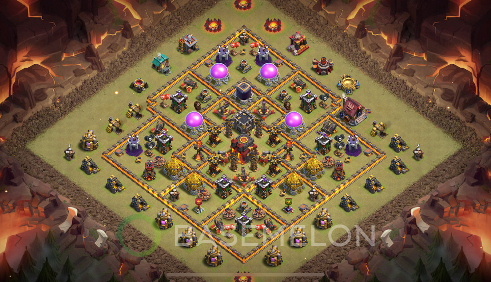 Town Hall Level 10 War Base Design 2025, Anti 2 Stars, Hybrid, Layout #694