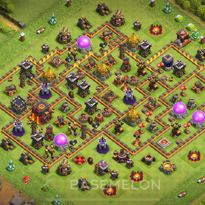 Town Hall Level 10 Trophy/Defense Base Design, Layout #705