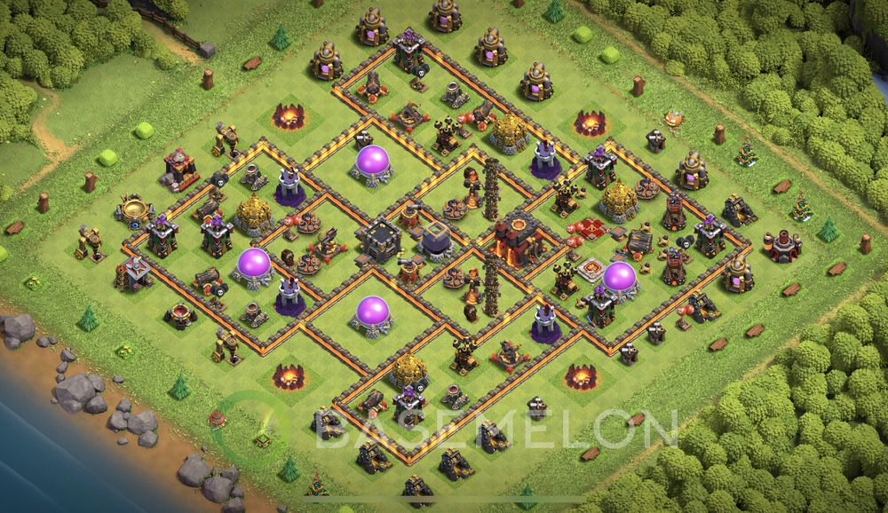 Town Hall Level 10 Trophy/Defense Base Design 2024, Anti 3 Stars, Hybrid, Layout #722