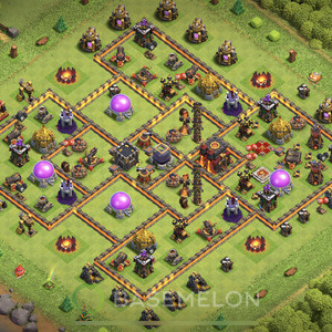 Town Hall Level 10 Trophy/Defense Base Design, Anti 3 Stars, Hybrid, Layout #722