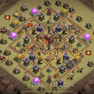 Town Hall Level 10 War Base Design, Anti 3 Stars, Anti Air, Layout #724