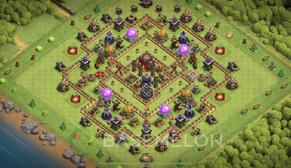 Town Hall Level 10 Farm Base Design 2024, Anti Everything, Hybrid, Layout #732